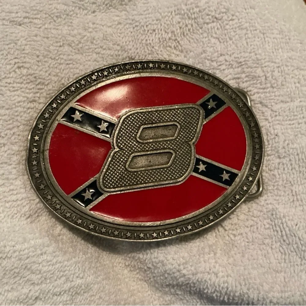 Red and Silver Oval Belt Buckle